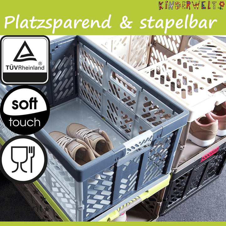 KiNDERWELT Robuste Profi - Klappbox 45 L bis 50 kg - Faltbox, Kiste, Korb zur Aufbewahrung, Transpor