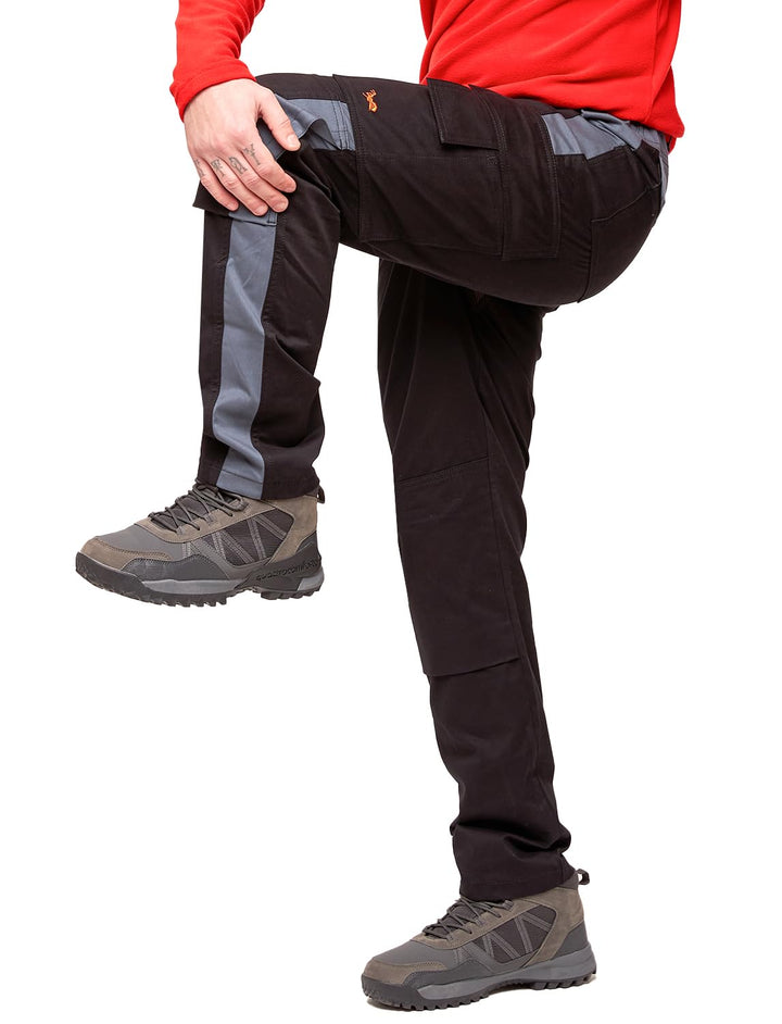 strongAnt Arbeitshose komplett Stretch Männer Berlin Pro Bundhose Schwarz Weiss Grau, 42 Schwarz-gra