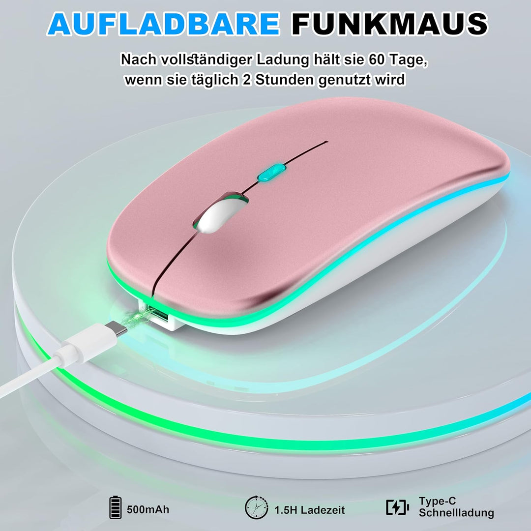 Azmall Kabellose Maus mit Jiggler-Modus – Bluetooth 5.2 & 2.4G Funk, für Laptop, PC, iOS, Android, i
