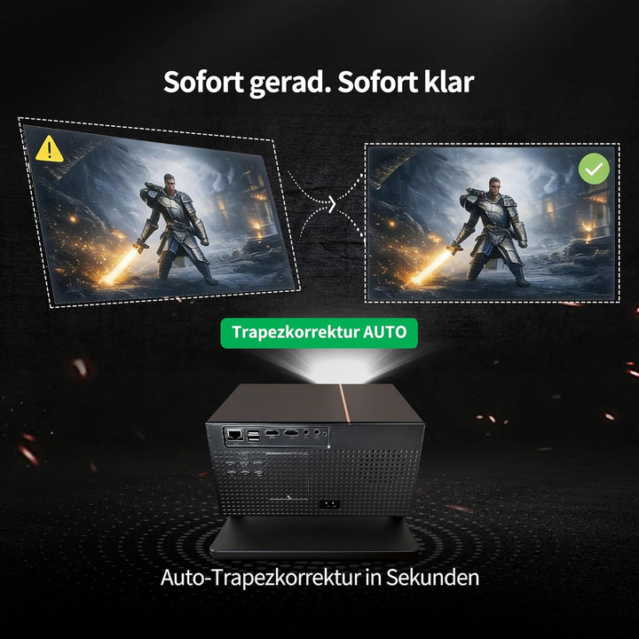 Beamer mit 4K Unterstützung für Heimkino – Beamer Heimkino Projektor 4K mit Autofokus & automatische