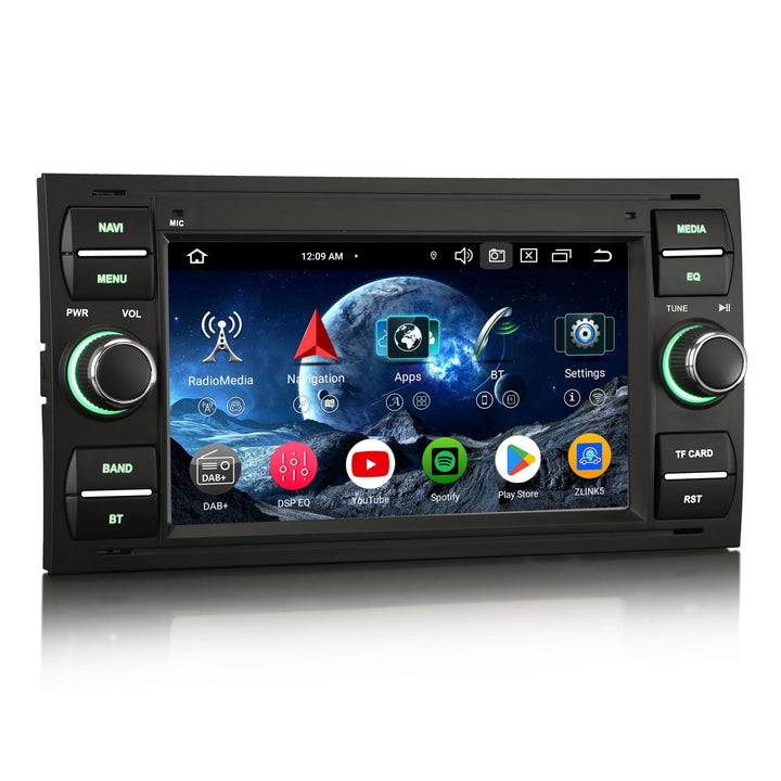 Erisin 8-Kern 4GB+64GB 7 Zoll Android 14 Autoradio GPS Navi für Ford Focus Fiesta Kuga Mondeo Transi