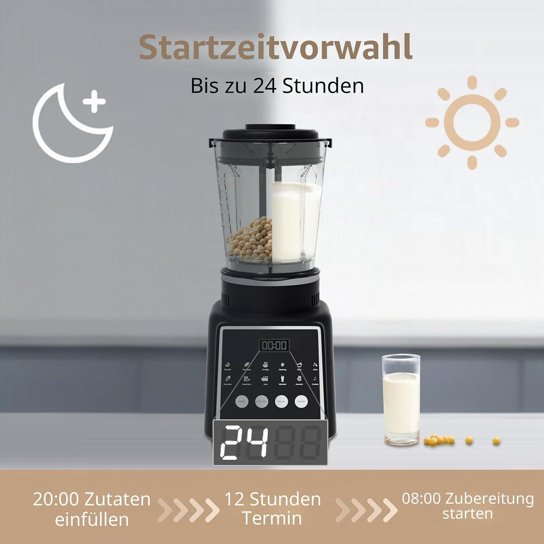 Hochleistungs-Standmixer mit Kochfunktion, 1.65L Antihaft Smoothie Maker, 14-Klingen, 23000 U/min, 6