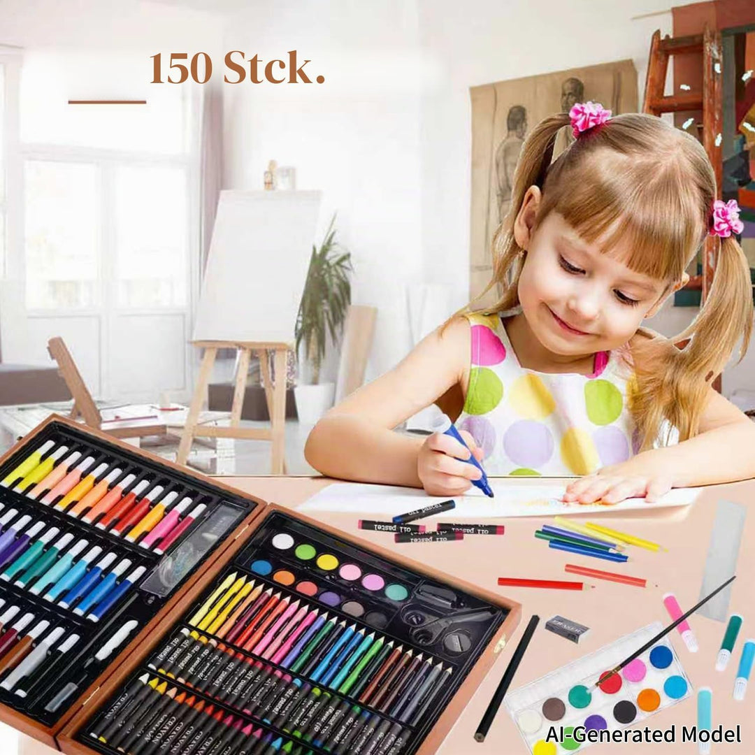 KINSPORY Premium Malkoffer Deluxe 150-teilig Malset für Kinder Anfänger Tolles Buntstifte Set, Wasse