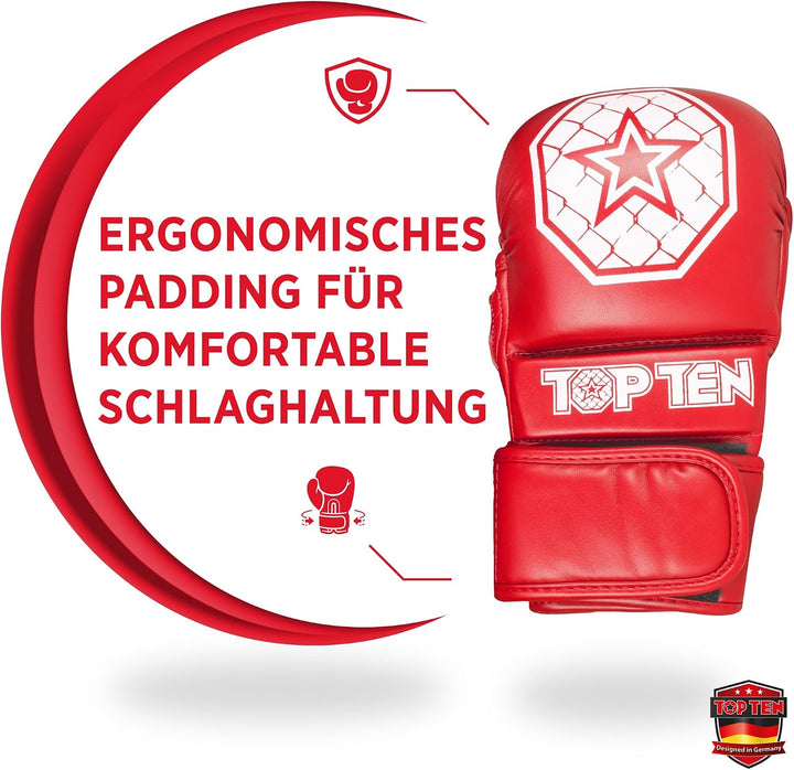 TOP TEN MMA Sparringhandschuhe Contender | MMA Amateur Handschuhe Rot XL, Rot XL