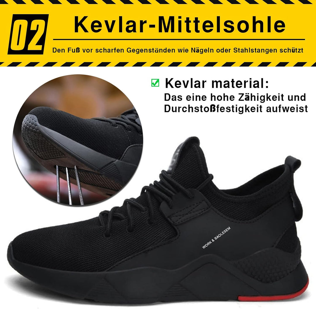 BAOLESEM Sicherheitsschuhe Herren Arbeitsschuhe Herren Damen Leicht Atmungsaktiv Sportlich Schutzsch