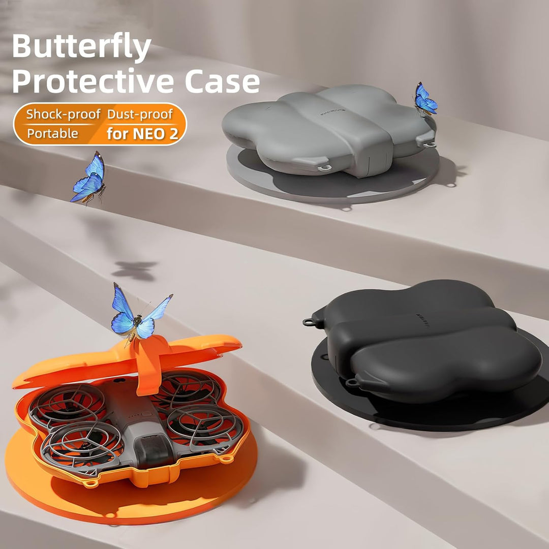 ZJRXM Neo 2 Tasche, Tragbar Hartschalen Schutz Case für DJI Neo 2 Drohne, Entzückend Schmetterlinge