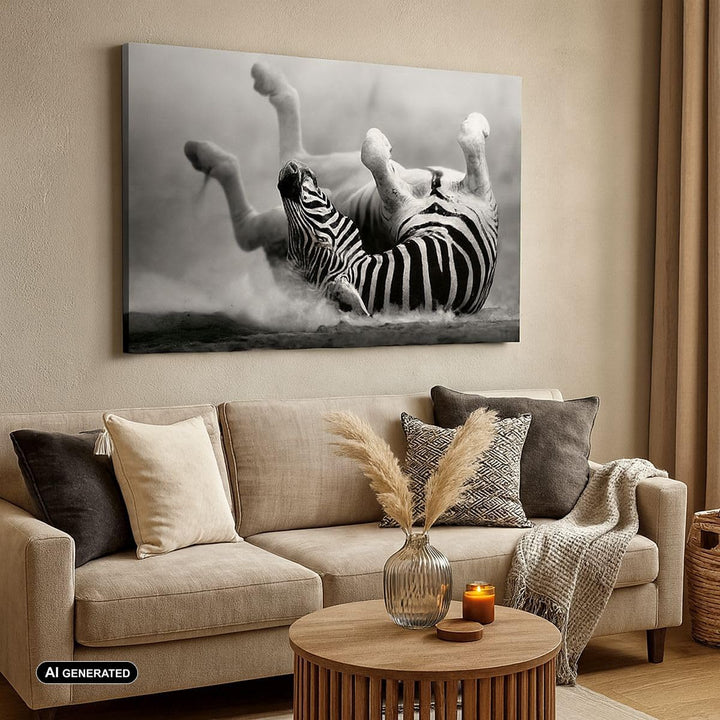 Bilder auf Leinwand Zebra Streifen Tier wild Leinwandbild 70x50cm Wandbilder Dekoration Wohnzimmer S