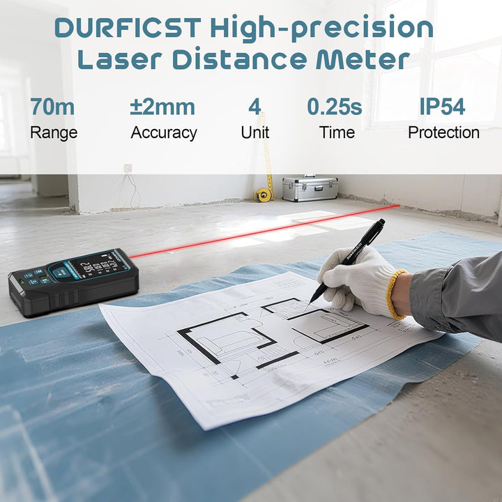 DURFICST Haustest-Kit, 3-in-1-Feuchtigkeitsmessgerät&amp;Laser Entfernungsmesser&amp;Steckdosentester, Feuch
