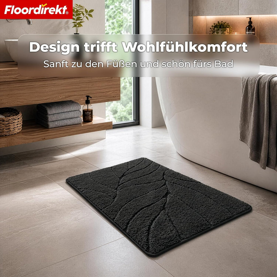 Floordirekt Badteppich - extra flauschig & schnelltrocknend - Badezimmerteppich mit rutschhemmender
