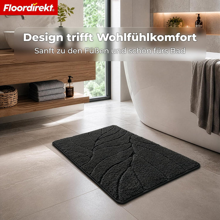 Floordirekt Badteppich - extra flauschig & schnelltrocknend - Badezimmerteppich mit rutschhemmender