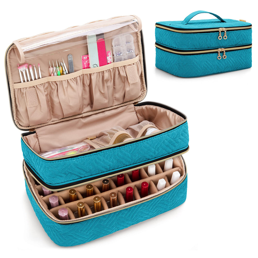 BAFASO Nagellack Aufbewahrung, Nagellack Organizer Tasche für 40 Flaschen(bis zu 15 ML), Doppelschic