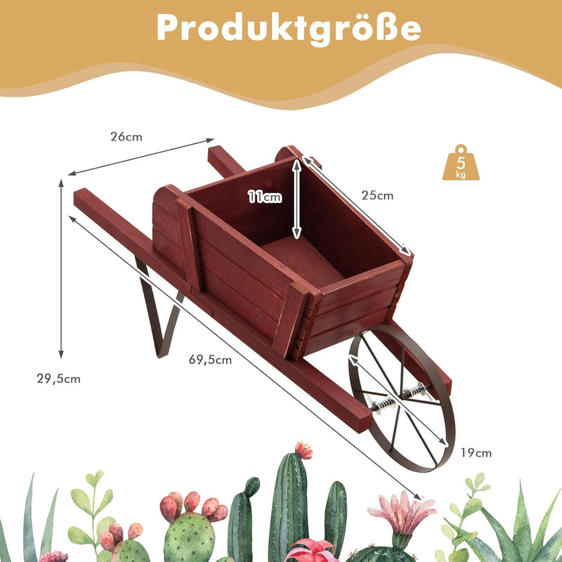 COSTWAY Blumenwagen, Pflanzwagen mit 9 magnetischen Zubehörteilen & 1 Eisenrad & 2 Griffen, Blumenka