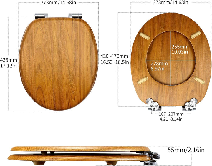 WC Sitz mit Absenkautomatik, Toilettendeckel aus MDF Holz, Toilettensitz mit Holzoptik-Furnier (Roya