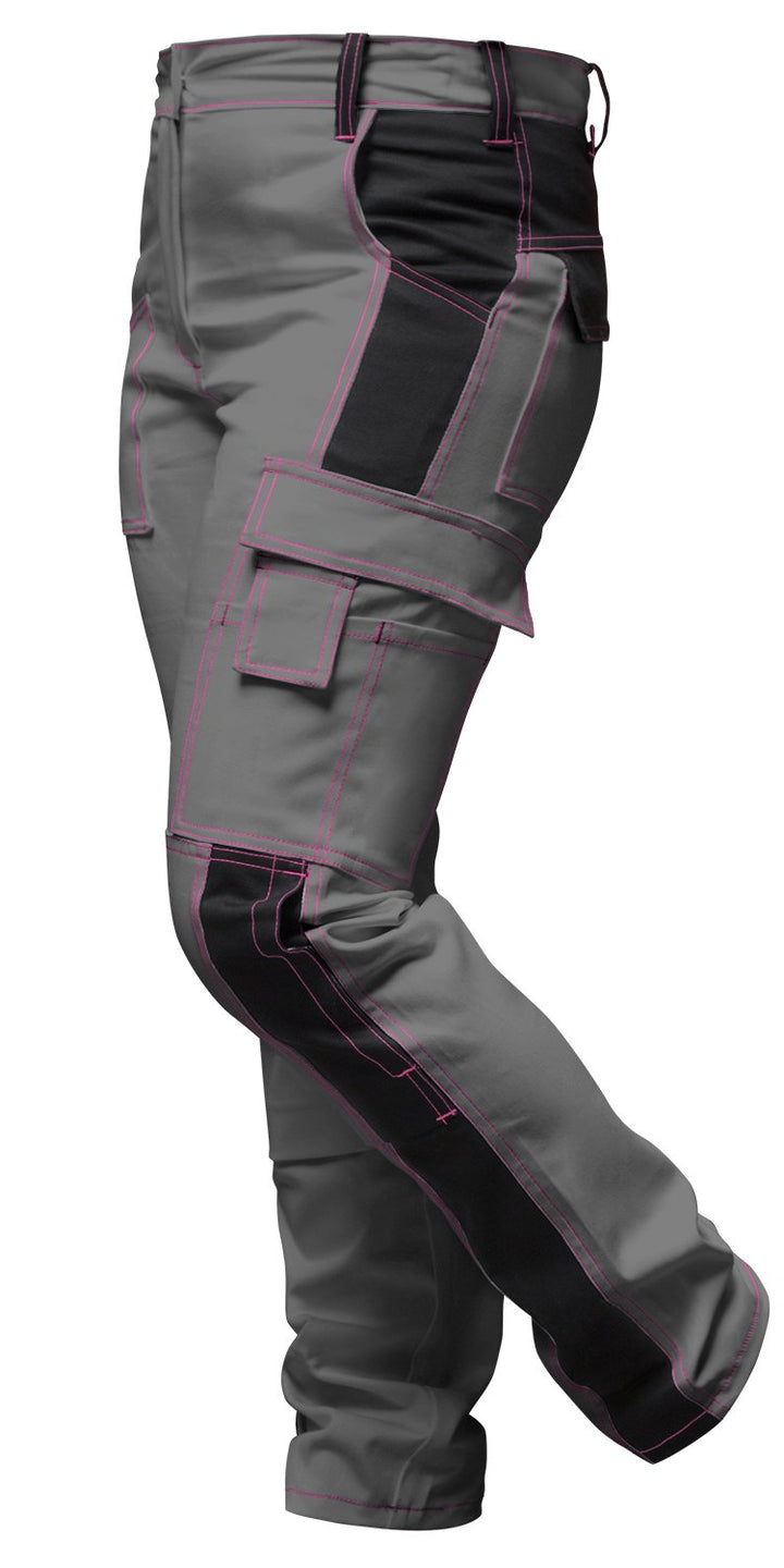strongAnt Damen Arbeitshose komplett Stretch für Frauen Bundhose mit Kniepolstertaschen Schwarz Grau