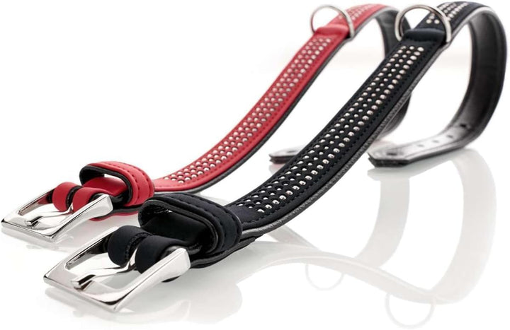 HUNTER SOFTIE TRILUXE Hundehalsband, Kunstleder, glitzernde Strasssteine, 55 (M), schwarz 55 (M) sch