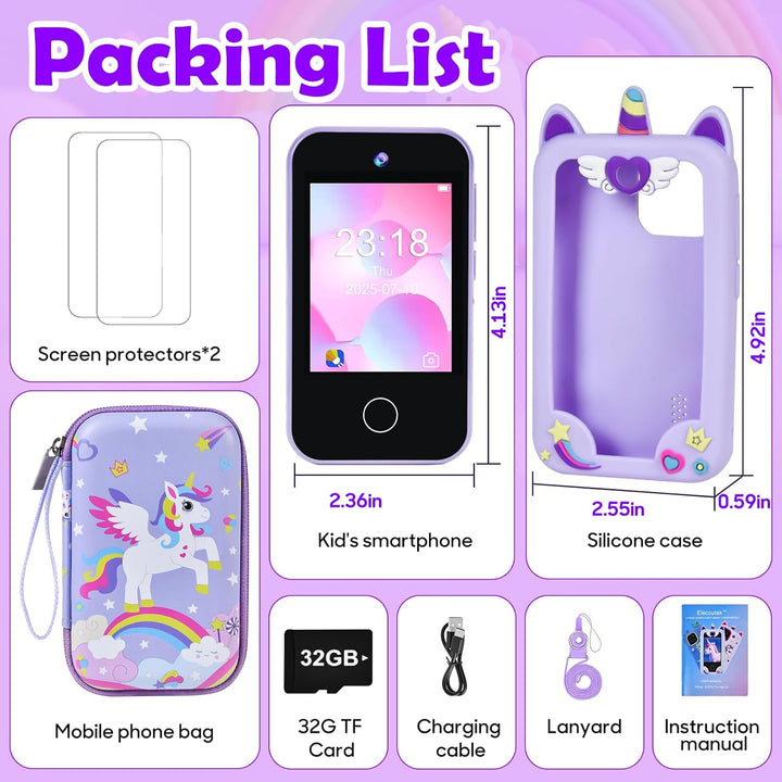 Kinder Handy, Kleinkind Einhorn Telefon Spielzeug für 3 4 5 6 7 8 Jahre alte Kinder, Handy Spielzeug