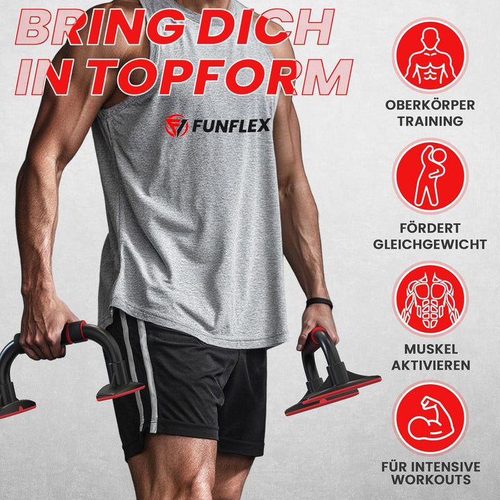 FUNFLEX Liegestützgriffe für effektives Oberkörpertraining - Push-up Bars mit rutschfestem Griff & s