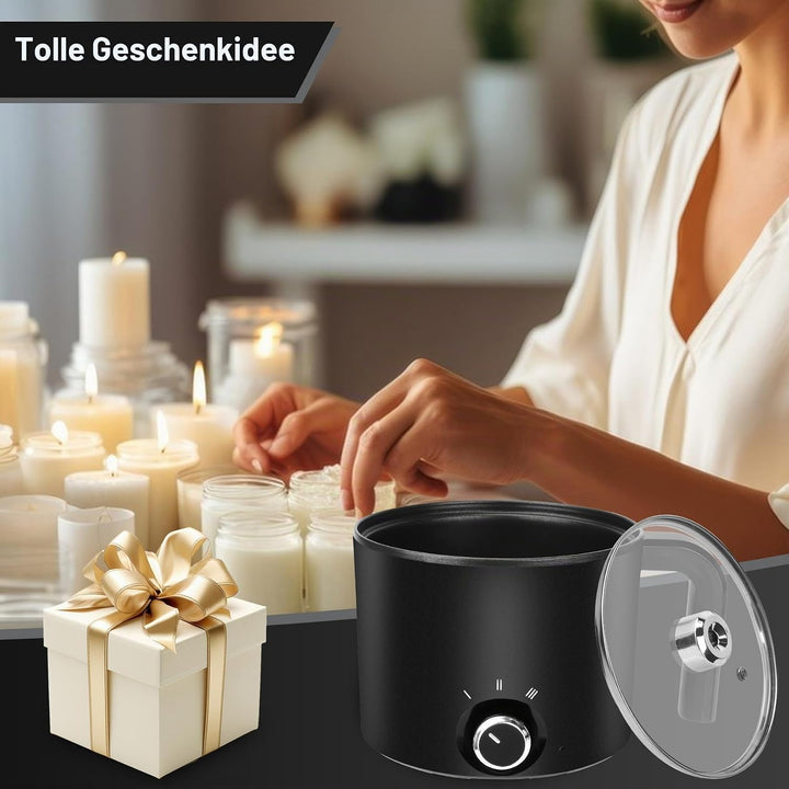 Elektrischer Wachsschmelzer 1,8L | Kerzen Selber Machen Set mit Zubehör | Wachsschmelzgerät für Soja
