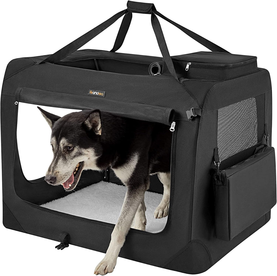 Feandrea Hundebox faltbar, Transportbox Hund, XXXL, Hundetasche, Oxford-Gewebe, Netzstoff, atmungsak