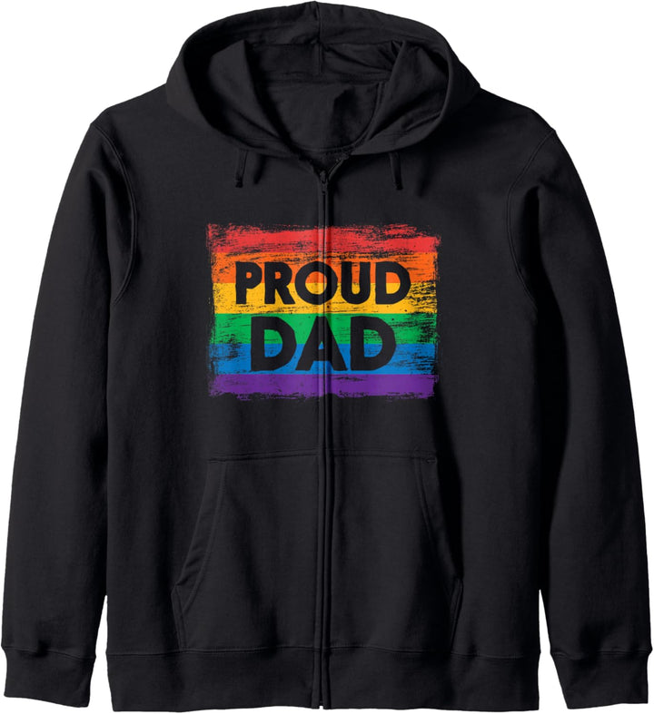 PROUD DAD - Gay Pride Regenbogen - Gemalte Flagge Kapuzenjacke