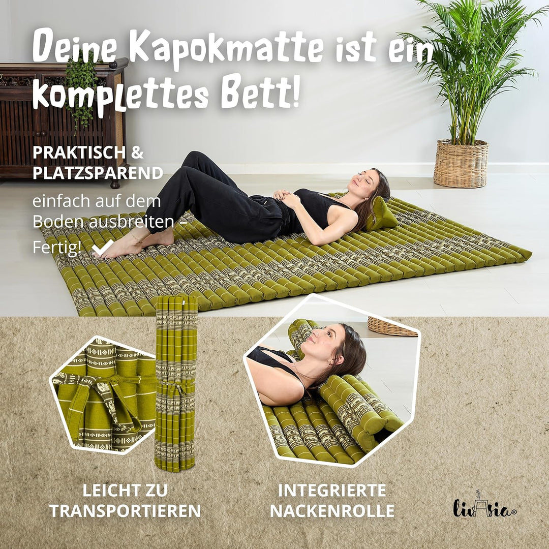 livasia Rollmatte Rollmatratze L-200x110x4,5cm, Gästebett Gästematratze 1 Person, Reisebett Kofferra