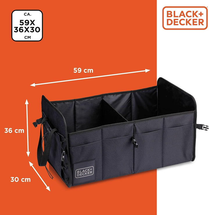 BLACK+DECKER Trunk Storage Box - 59 x 36 x 30 CM - 2 Fächer - zusätzliche Seitenfächer - mit Griffen