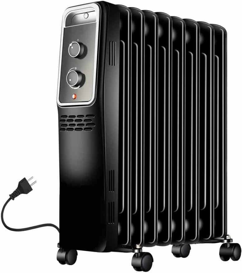 Ölradiator energiesparend Elektro-Heizkörper 2000 Watt mit Thermostat, regulierbar, 3 Heizstufen 800