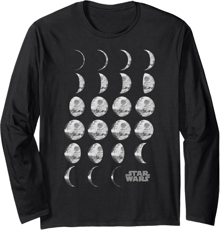 Star Wars Death Star Moon Phases Langarmshirt
