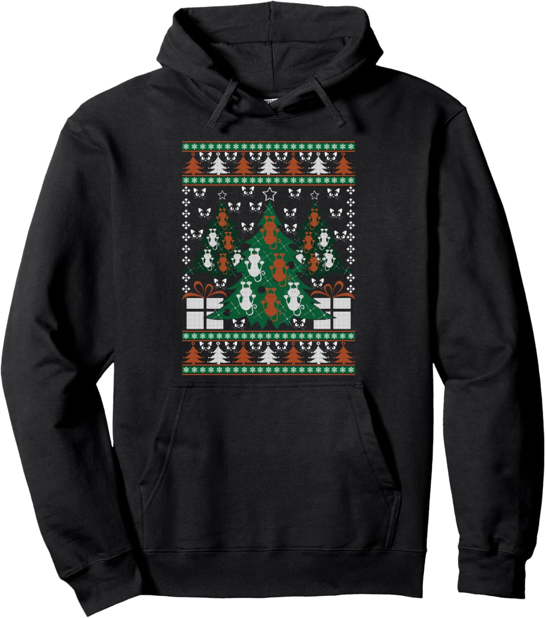 Cat Owner Gifts Ugly Christmas Kitten Paws Xmas Tree Holiday Pullover Hoodie