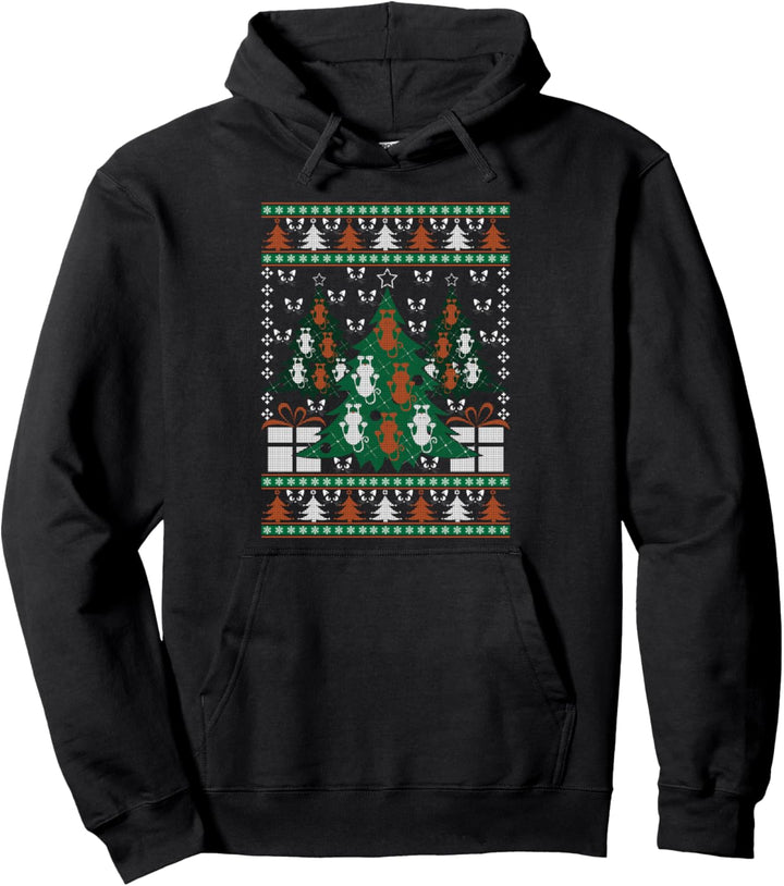 Cat Owner Gifts Ugly Christmas Kitten Paws Xmas Tree Holiday Pullover Hoodie