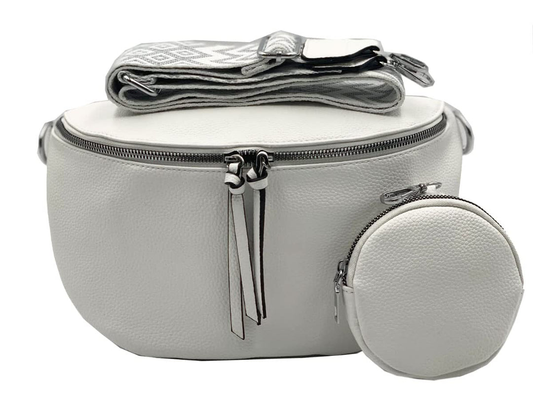 stylx Crossbody Bag Damen Leder Breiter Gurt Handtasche Umhängetasche Moderne Taschen mit breitem Sc