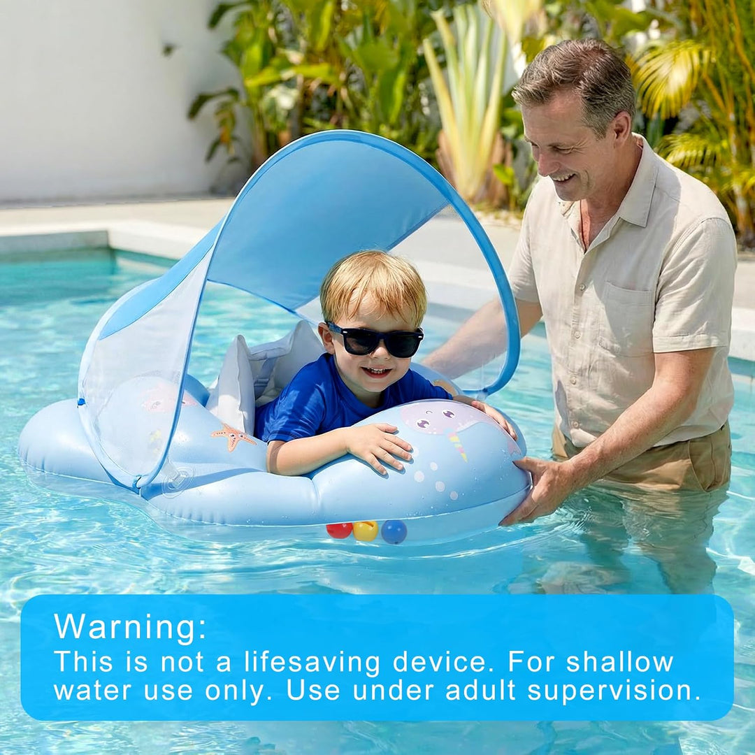 Schwimmring Baby mit abnehmbarem Sonnenschutz Mit Glocke Baby Float Schwimmsitz Kinderbecken Schwimm