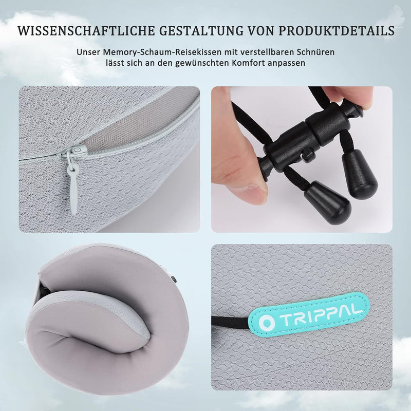 Joscoal Reisekissen Nackenkissen Reisekissen für Flugzeug Nackenhörnchen Memory Foam Travel Pillow A