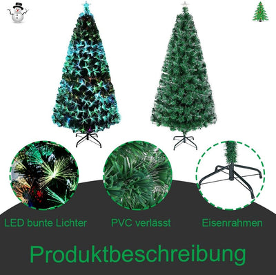 Aufun Künstliche Weihnachtsbäume 120CM Glasfaser Weihnachtsbaum mit Kiefernnadel LED Beleuchtung für