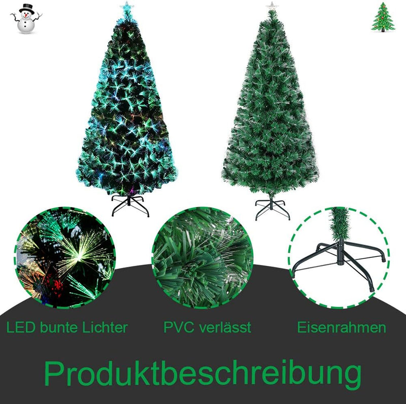 Aufun Künstliche Weihnachtsbäume 150CM Glasfaser Weihnachtsbaum mit Kiefernnadel LED Beleuchtung für