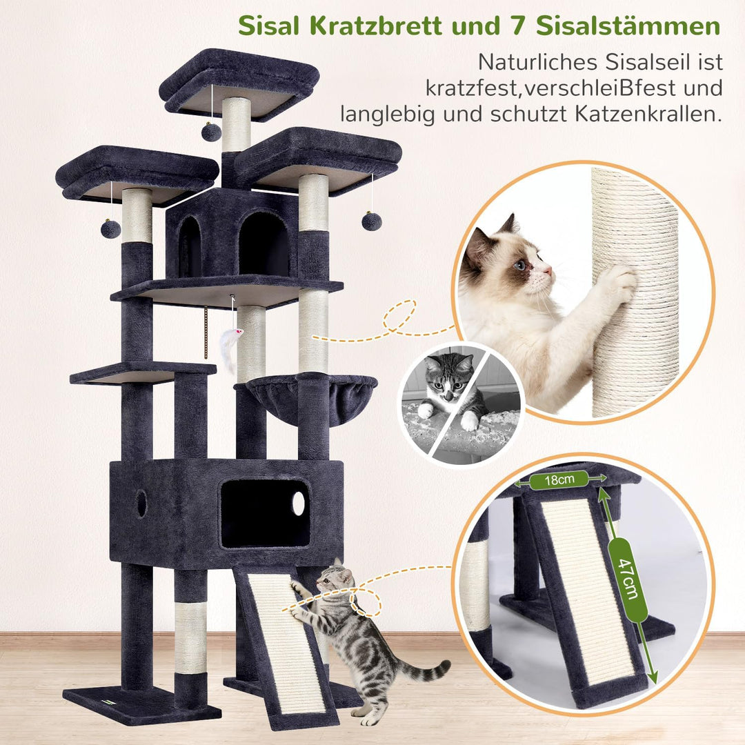 Globlazer F75 Kratzbaum XXL für 3-4 Grosse Katzen 192 cm Stabil Katzenbaum | Extragross Katzenhäuse,