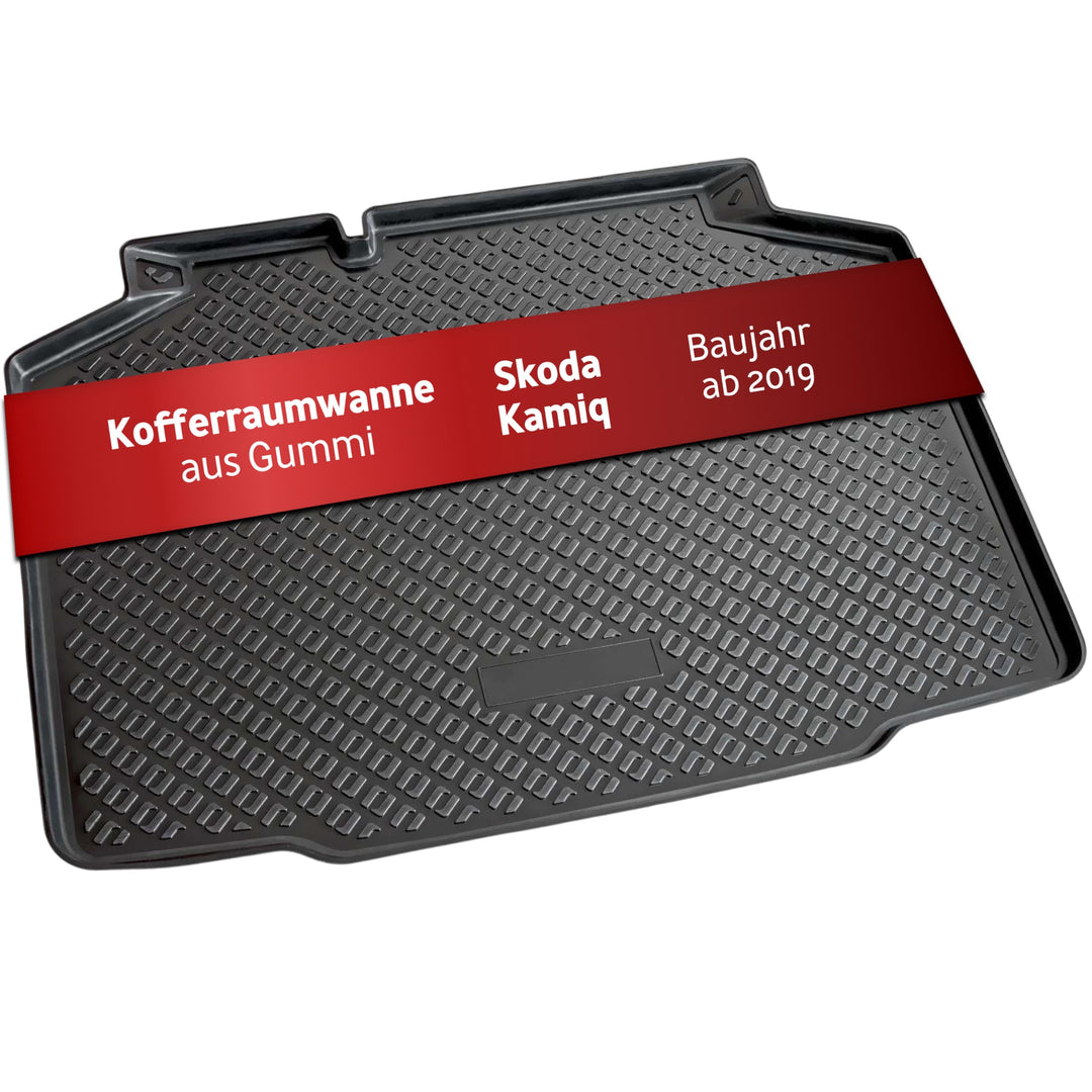 Recambo Kofferraumwanne für Skoda Kamiq | Standardboden | ab 2019- | passgenau mit Rand Schwarz PE -