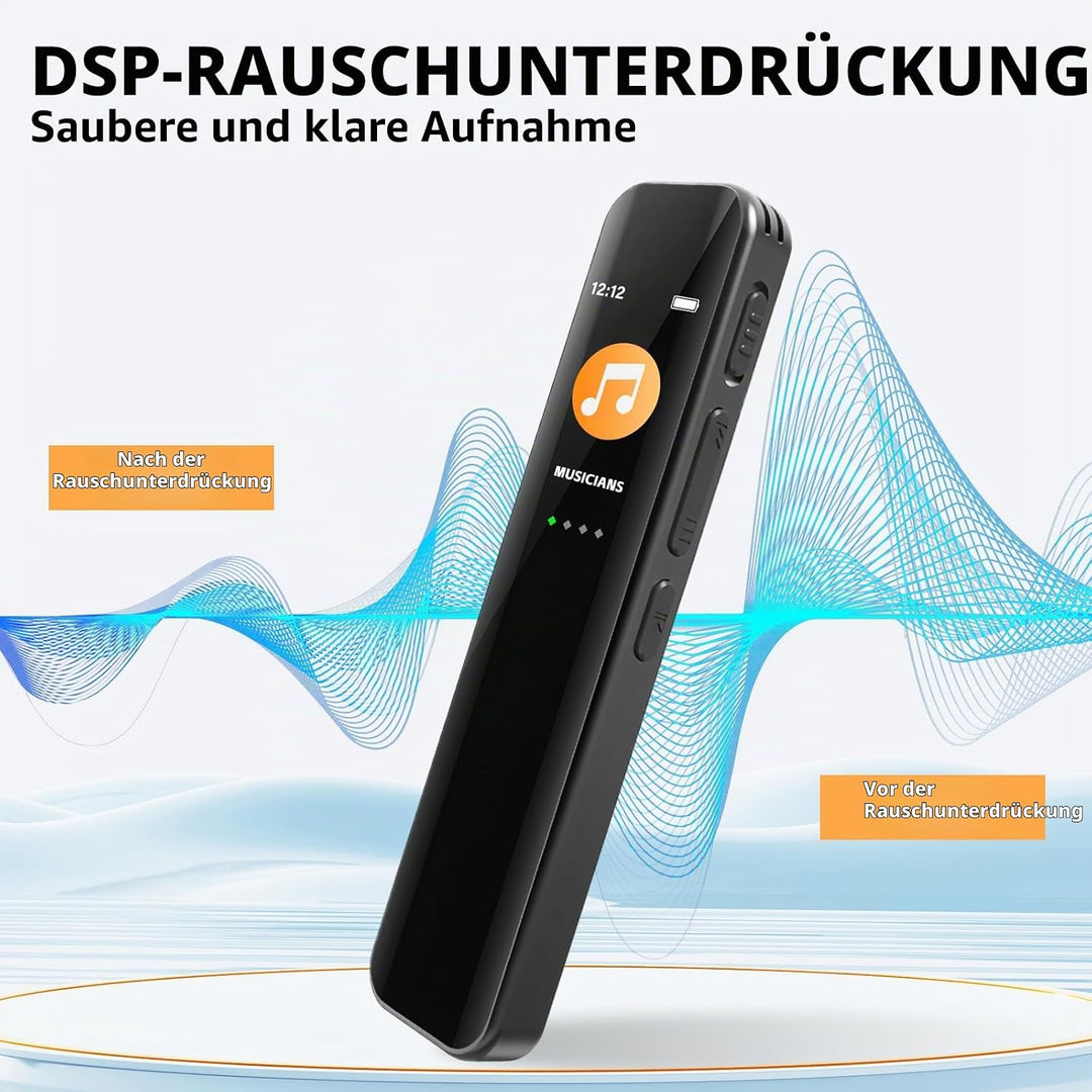 Diktiergerät Mini 64GB, Aufnahmegerät, Digitales Diktiergerät, Diktiergerät Digital mit Wiedergabe,