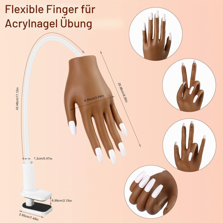 Acryl Nagel Set mit Übungshand &amp; 100 Ersatznägeln – Profi Nail Art Kit für künstliche Nägel, Nagelve