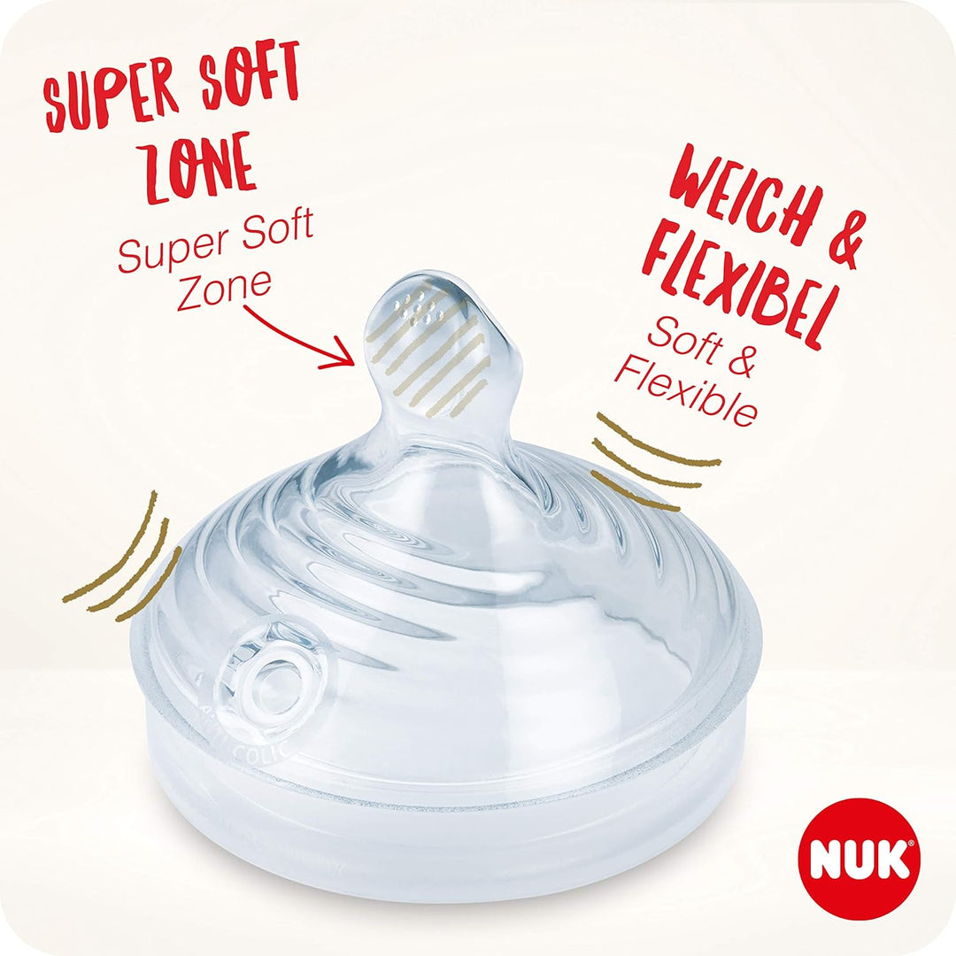 NUK Nature Sense Babyflaschen Set, 2x 260ml Babyflasche, 6-18 Monate, mit brustähnlichem Silikon-Tri
