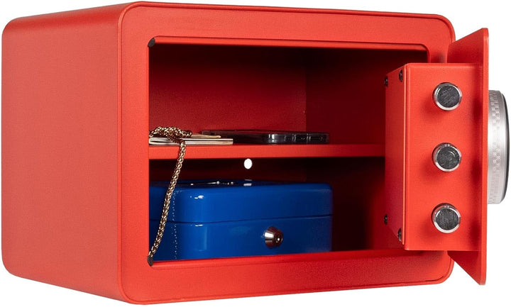 Rottner Möbeltresor Vintage-Red Stahl Elektronikschloss Fingerprint mechanische Notöffnung Innenbele