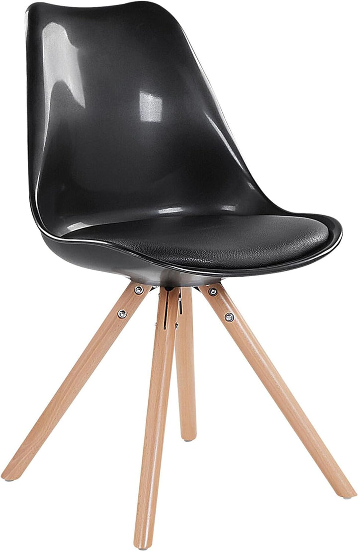 Esszimmerstuhl Schwarz Kunststoff Kunstleder Holzbeine Modern Dakota