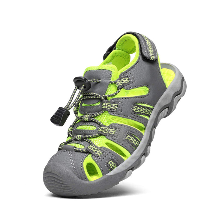 DREAM PAIRS Unisex Kinder 160912-k Sportsandalen 28 EU Grau Neon Grün, 28 EU Grau Neon Grün