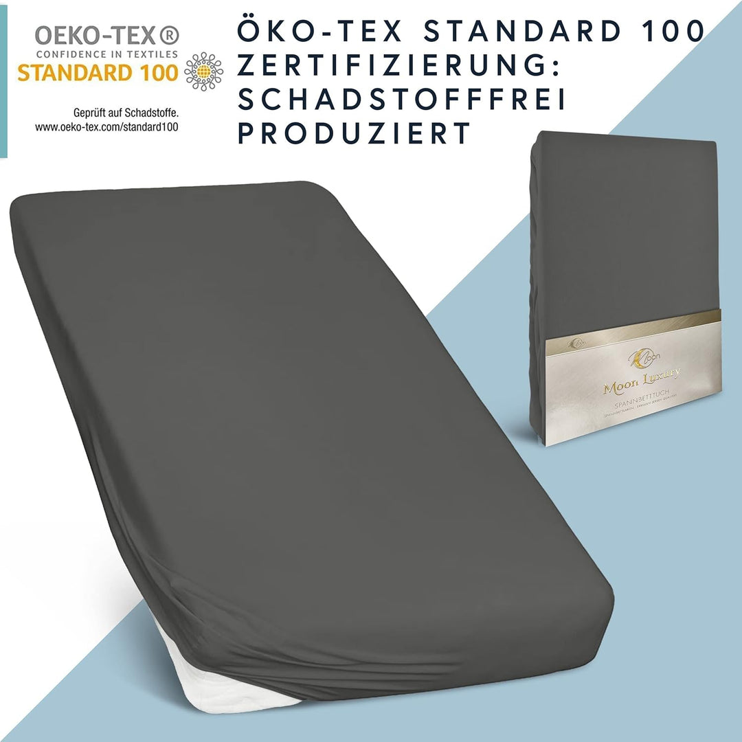MOON-Luxury Spannbettlaken Spannbetttuch Jersey Stretch 230g/m² für Wasserbetten, Boxspringbetten un