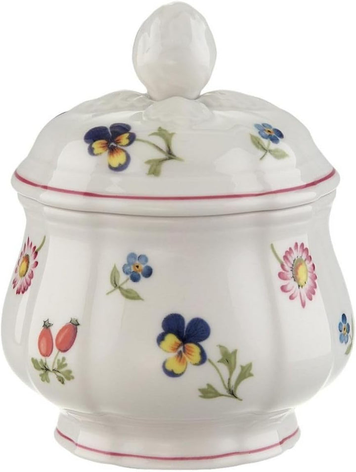 Villeroy und Boch Petite Fleur Zuckerdose, 200 ml, Höhe: 6,5 cm, Premium Porzellan, Bunt