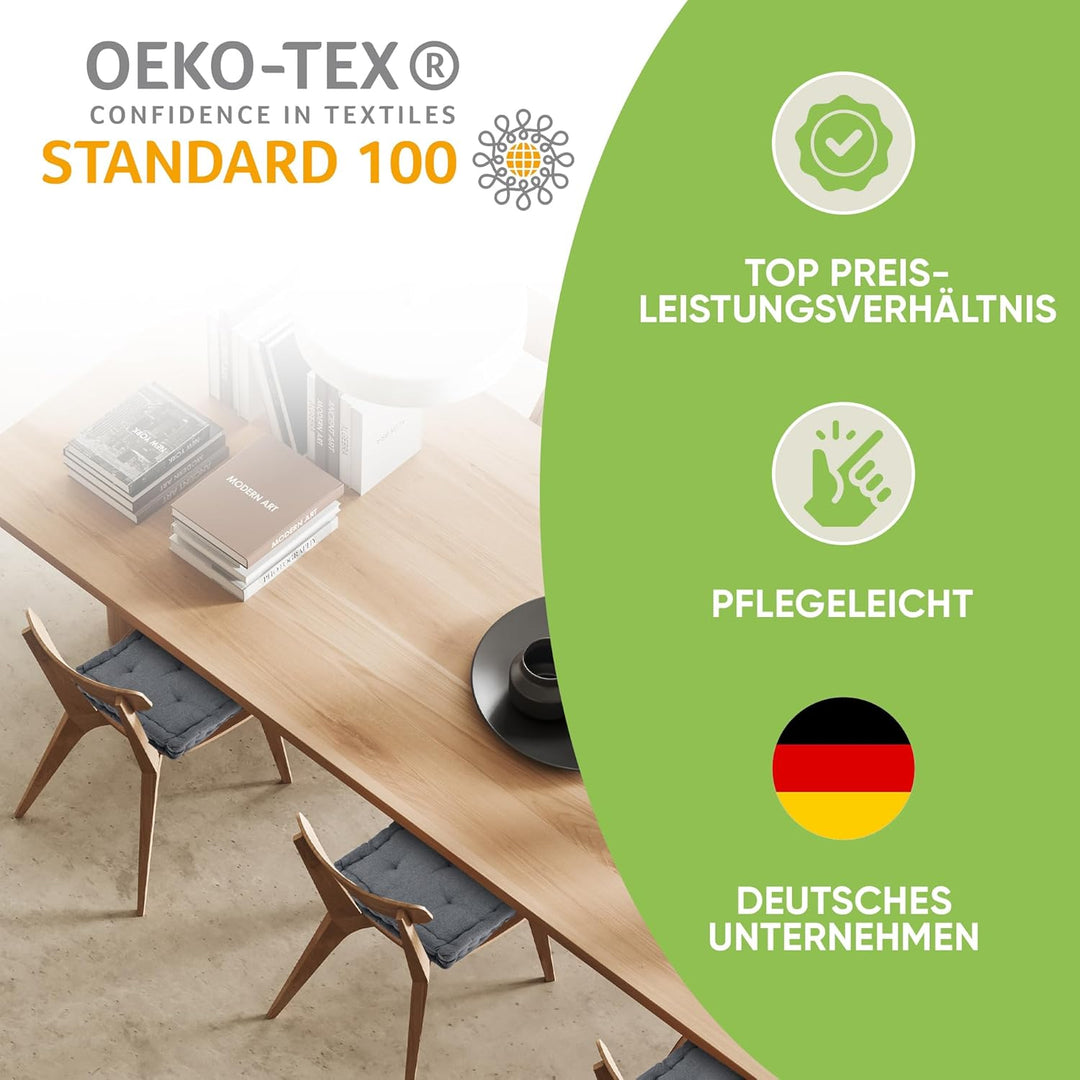 Gräfenstayn® 4er-Set Sitzkissen Stuhlkissen 40x40x8cm für Indoor und Outdoor aus 100% Baumwolle Dick