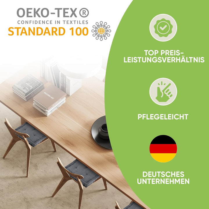 Gräfenstayn® 4er-Set Sitzkissen Stuhlkissen 40x40x8cm für Indoor und Outdoor aus 100% Baumwolle Dick