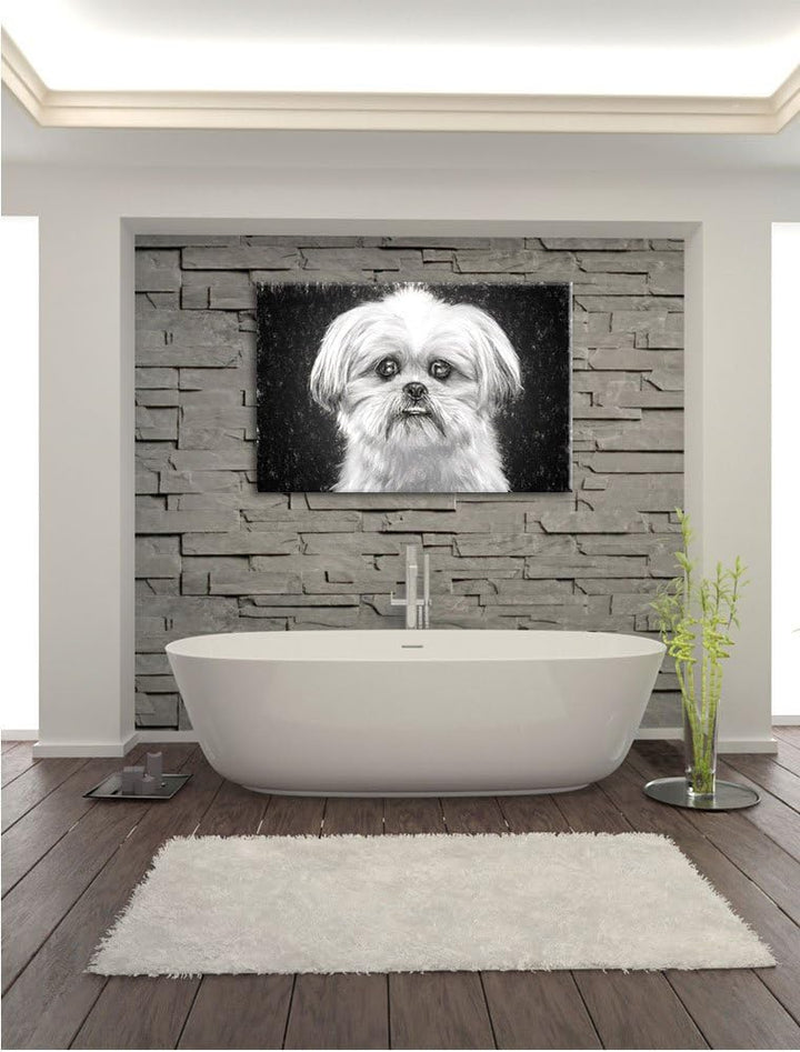 Pixxprint lustiger Kleiner Hund Kunst als Leinwandbild/Grösse: 100x70 / Wandbild/Kunstdruck/fertig b