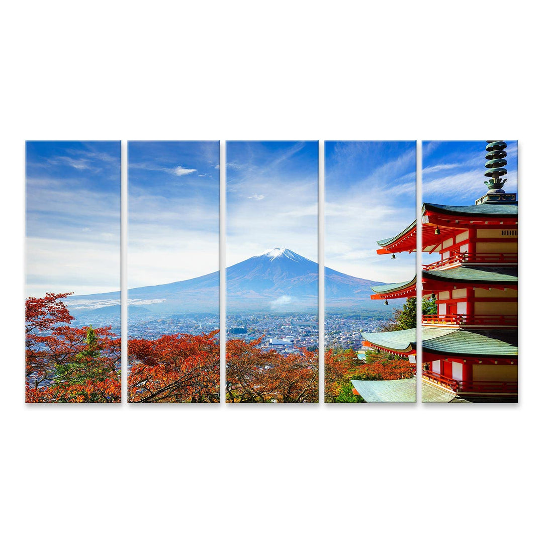 islandburner Bild auf Leinwand Berg Fuji Mit Chureito Pagode Im Herbst Fujiyoshida Japan Bilder Wand
