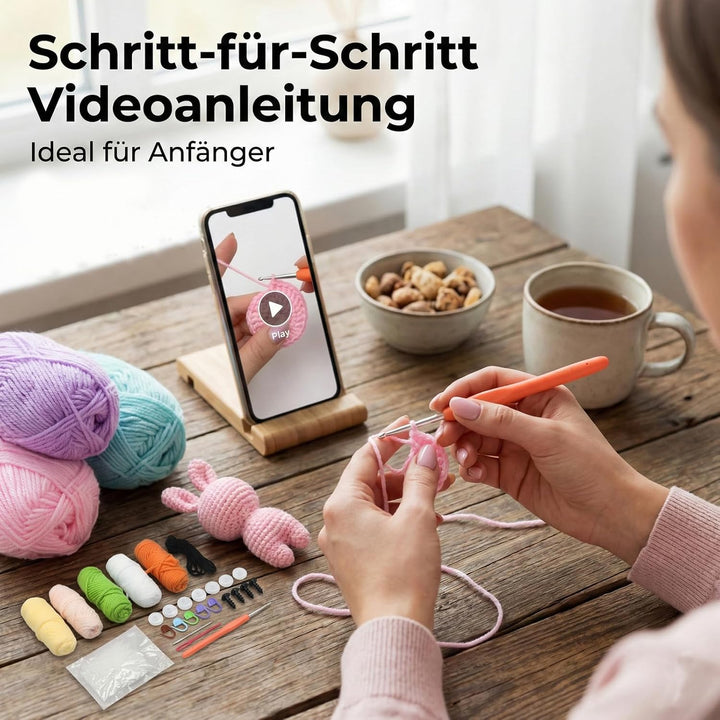 Hoypeyfiy Anfänger-Häkelset für Ostereier und Karotten, Komplettes Amigurumi-Set mit Schritt-für-Sch